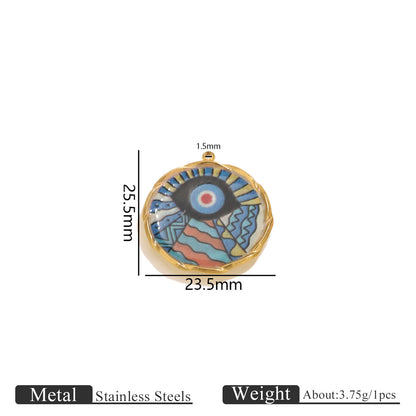Stainless Steel Irregular Blue Heart Pendants, Enameled Flower & Eye Printed Charms, DIY Jewelry Accessories for Necklaces/Earrings