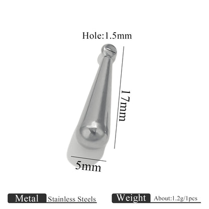 50PCS Water Drop Stainless Steel Pendant End Beads | Gold-Plated Titanium Steel | Multiple Sizes | DIY Jewelry Making Supplies