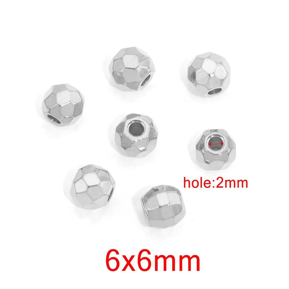 10PCS Stainless Steel (Titanium Steel) Faceted Beads & Domed Beads | Vacuum Gold-Plated Spacer Beads, DIY Jewelry Craft Supplies