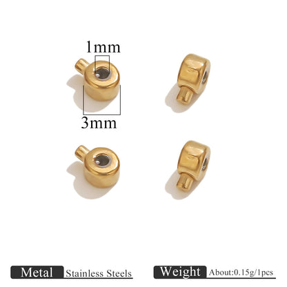 10PCS Stainless Steel Crimp Beads Locker Seperator Beads Column Beads Cord End Caps Metal Stopper Crimp Beads for Bracelets and Necklaces Jewelry Making