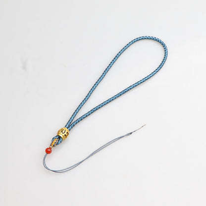 Six-Word Mantra Handwoven Cord, DIY Agate Prayer Bead Holder, Handmade Wrist Rope, Keychain & Phone Strap Jewelry Accessories