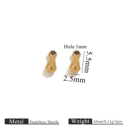 50PCS Water Drop Stainless Steel Pendant End Beads | Gold-Plated Titanium Steel | Multiple Sizes | DIY Jewelry Making Supplies
