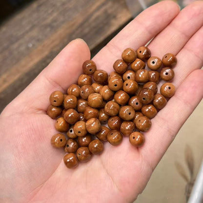 20PCS Genuine Natural Kuka Loose Beads, Smooth Round Wood Beads for Jewelry Making, DIY Bracelet Necklace Craft Supplies
