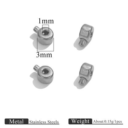 10PCS Stainless Steel Crimp Beads Locker Seperator Beads Column Beads Cord End Caps Metal Stopper Crimp Beads for Bracelets and Necklaces Jewelry Making