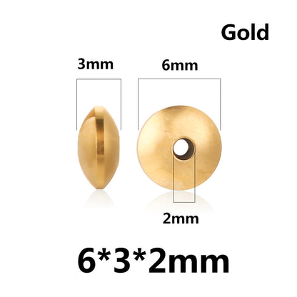 100PCS Stainless Steel Abacus Beads & Flying Saucer Beads - Vacuum Gold Plated Arc Beads, Spacer Beads & Positioning Beads for Jewelry Making, DIY Craft Supplies