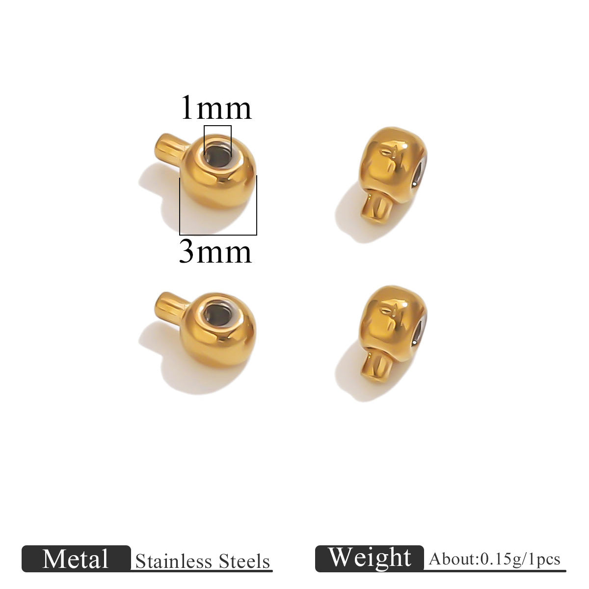 10PCS Stainless Steel Crimp Beads Locker Seperator Beads Column Beads Cord End Caps Metal Stopper Crimp Beads for Bracelets and Necklaces Jewelry Making