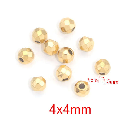 10PCS Stainless Steel (Titanium Steel) Faceted Beads & Domed Beads | Vacuum Gold-Plated Spacer Beads, DIY Jewelry Craft Supplies