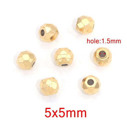 10PCS Stainless Steel (Titanium Steel) Faceted Beads & Domed Beads | Vacuum Gold-Plated Spacer Beads, DIY Jewelry Craft Supplies