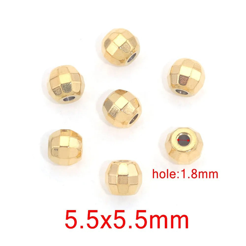 10PCS Stainless Steel (Titanium Steel) Faceted Beads & Domed Beads | Vacuum Gold-Plated Spacer Beads, DIY Jewelry Craft Supplies