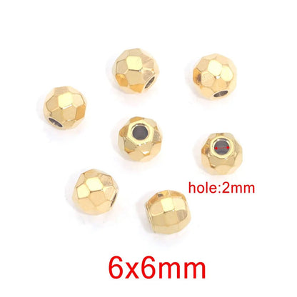 10PCS Stainless Steel (Titanium Steel) Faceted Beads & Domed Beads | Vacuum Gold-Plated Spacer Beads, DIY Jewelry Craft Supplies