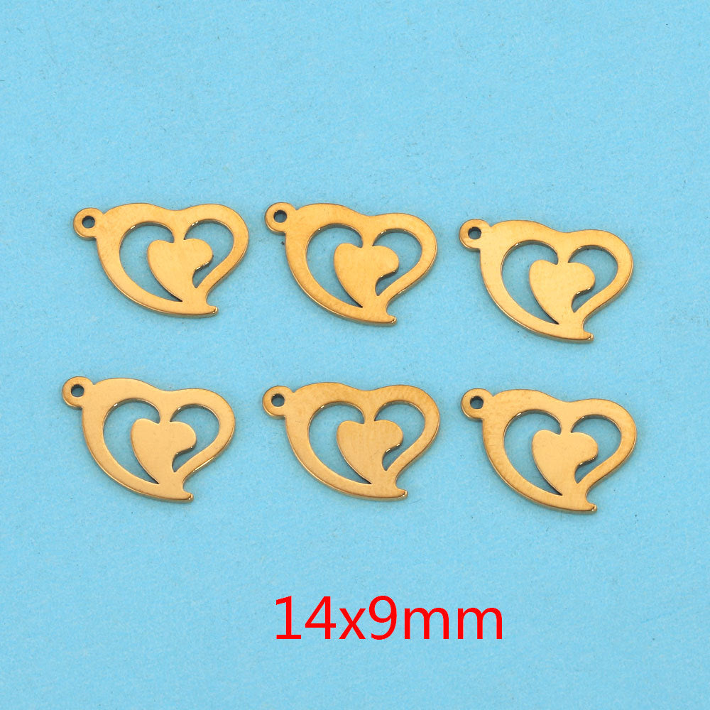 10PCS Stainless Steel Cutout Small Pendants | Moon, Star & Heart Charms, DIY Accessories for Earrings & Bracelets