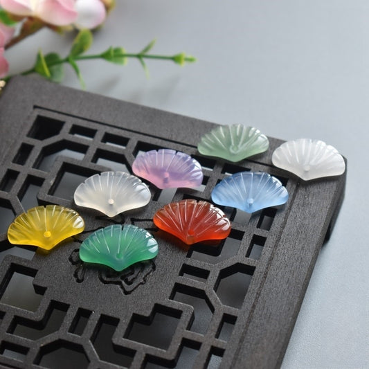 Natural Agate Ginkgo Leaf Pendant, 15x22mm Stone Leaf Charms, DIY Jewelry Making Supplies, Autumn Nature Pendant Beads