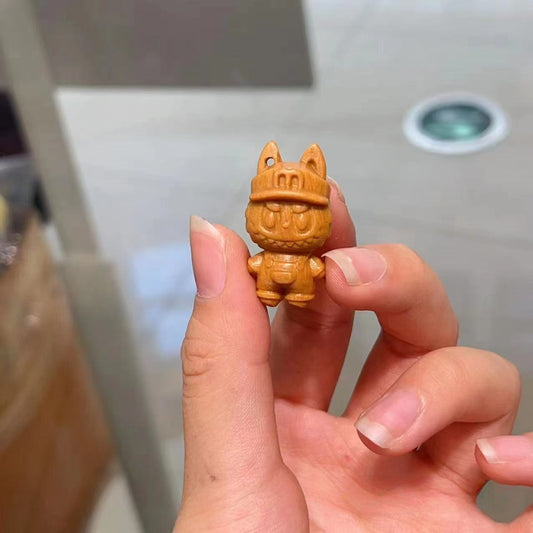 Sandalwood Labubu Charm Pendants for DIY - Cute Beads with Pendant Holes, Fashion Jewelry Supplies