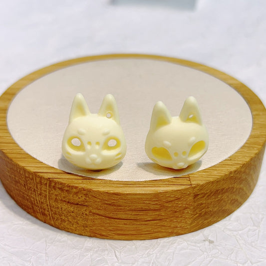 Ivory Nut Cat Mask Bead, Hand-Carved Tagua Pendant for DIY Bracelet, Necklace, Mala, Spiritual Jewelry, Handmade Accessory