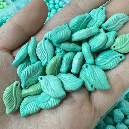 Magnesite Turquoise Small Leaf Pendant - Natural Gemstone Leaf Charm, Handcrafted Jewelry