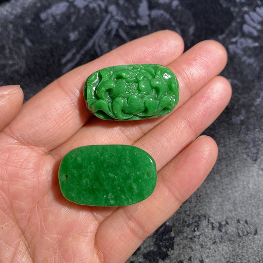33*19*13mm Natural Jade  Peony Flower Hand Carved Connector, Double Hole Jade Beads for DIY Bracelet, Necklace, Jewelry Making Supplies