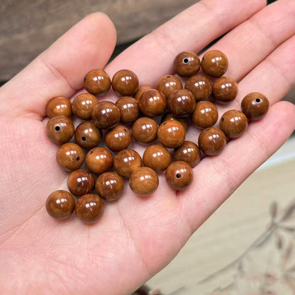 20PCS Genuine Natural Kuka Loose Beads, Smooth Round Wood Beads for Jewelry Making, DIY Bracelet Necklace Craft Supplies
