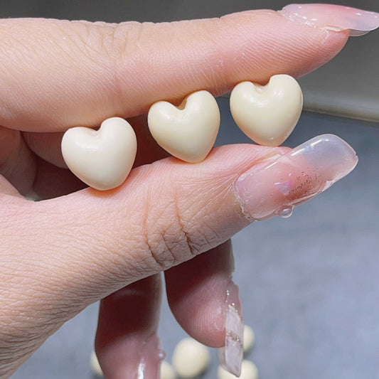 Ivory Nut Heart Beads, Small Hand-Carved Tagua Spacer Beads, DIY Jewelry Making Supplies, Natural Vegetable Ivory Loose Beads for Bracelet or Necklace