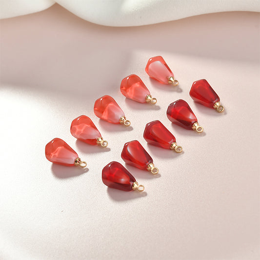 Mini Garnet Glass Pomegranate Seed Beads, 16x8mm Tiny Fruit Charm Pendant, DIY Handmade Jewelry Earring Findings