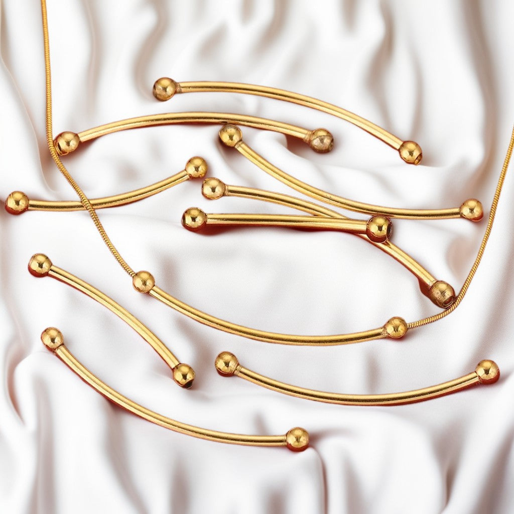 5PCS Stainless Steel Curved Tube Beads, Silver Round End Spacer Tubes, DIY Bracelet Necklace Jewelry Making Supplies