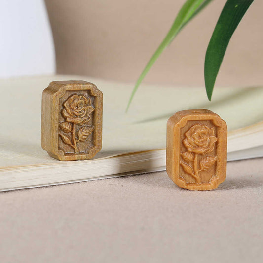 Sandalwood Carved Rose Flower Bead 20x16x8mm, DIY Pendant for Necklace, Bracelet, Keychain & Phone Charm