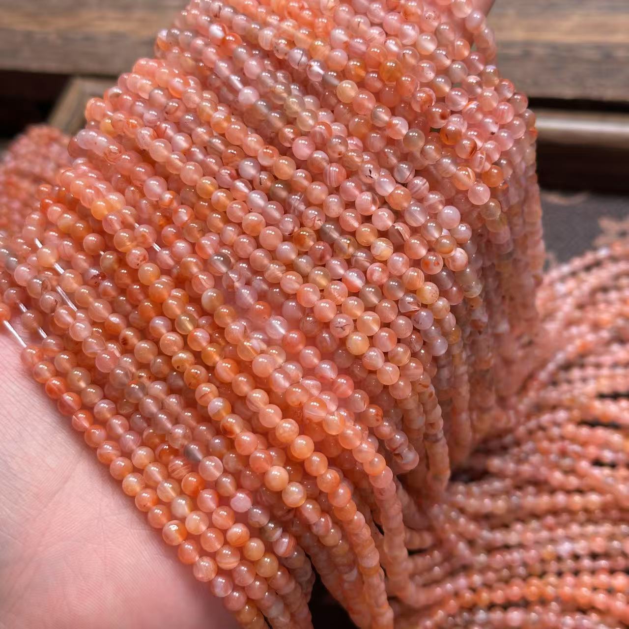Natural NanHong Agate Beads | Ice Float Pattern Agate Loose Beads for Jewelry Making, Bracelet Necklace Supplies