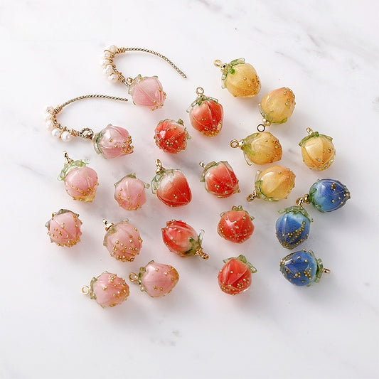 Cute Strawberry Resin Charms for DIY Jewelry Making, Kawaii Pendant for Necklace Bracelet Earrings, Fresh Handmade Craft Supplies