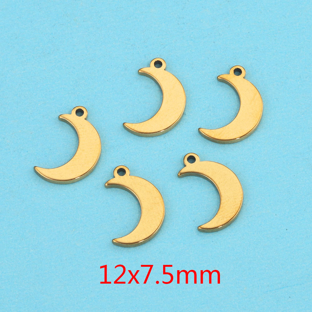 10PCS Stainless Steel Cutout Small Pendants | Moon, Star & Heart Charms, DIY Accessories for Earrings & Bracelets