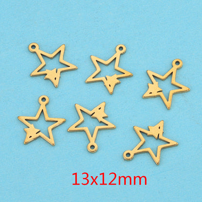 10PCS Stainless Steel Cutout Small Pendants | Moon, Star & Heart Charms, DIY Accessories for Earrings & Bracelets