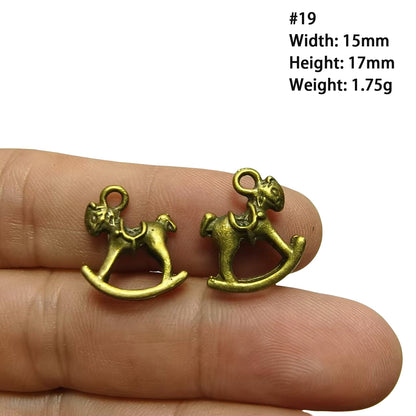 A Series of Charm 2: 10PCS Vintage Antique Bronze Pendants - Flower, Moon, Animal Shapes | DIY Jewelry Making Supplies, Craft Accessories for Necklaces/Bracelets