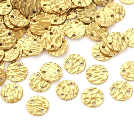 20PCS Stainless Steel Irregular Embossed Disc Pendants - Titanium Steel Holed Charms for DIY Earrings & Necklaces