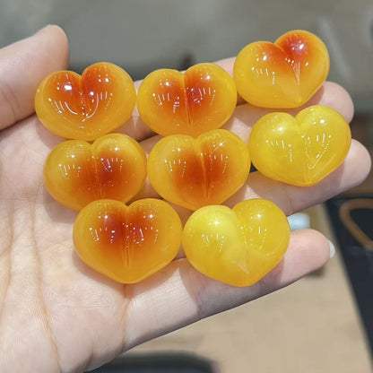 Cute Peach Heart Charm | Second-Generation Amber Bead | DIY Jewelry Making Supplies for Bracelet Necklace