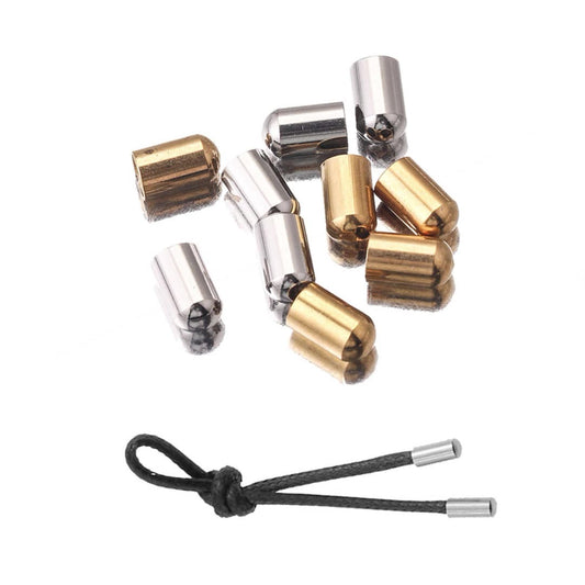 30PCS 18K Gold Plated Stainless Steel End Caps, Cord Ends, Snake Head & Round Head Cord Tips, DIY Bracelet Necklace Leather Jewelry Findings