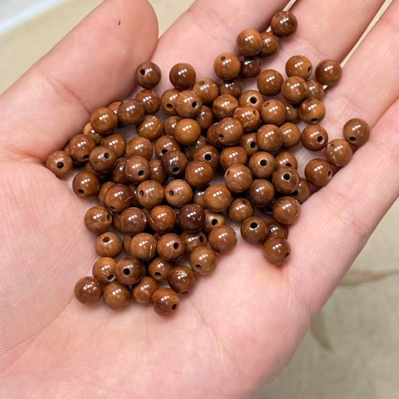 20PCS Genuine Natural Kuka Loose Beads, Smooth Round Wood Beads for Jewelry Making, DIY Bracelet Necklace Craft Supplies