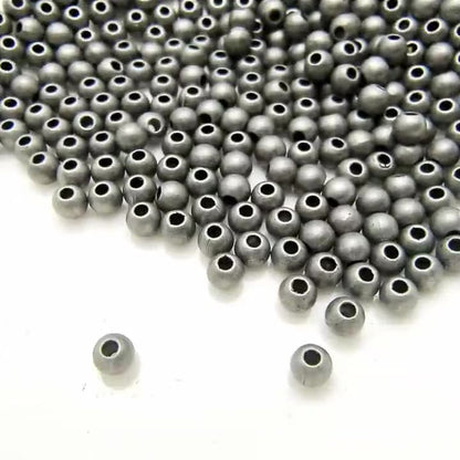 100PCS Vintage Solid  Round Beads, Retro Metal Spacer Beads for DIY Jewelry Making, Silver Ball Loose Beads