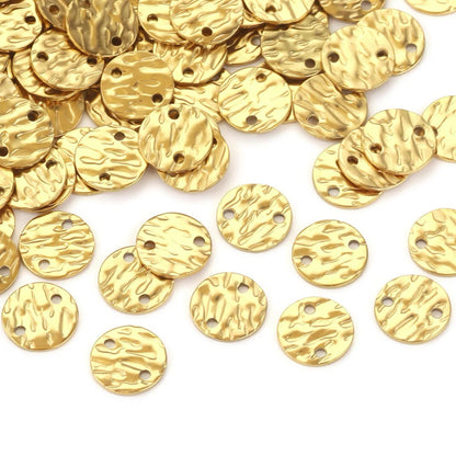 20PCS Stainless Steel Irregular Textured Round Pendant, Titanium Steel Disc Charm with Hole, DIY Earring Necklace Jewelry Making Supplies