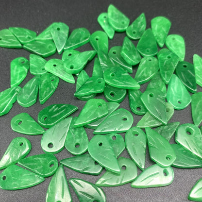 10PCS Natural Jade Leaf Beads, Green Jade Loose Leaf Pendants for DIY Bracelet, Necklace, Earring Jewelry Making Supplies