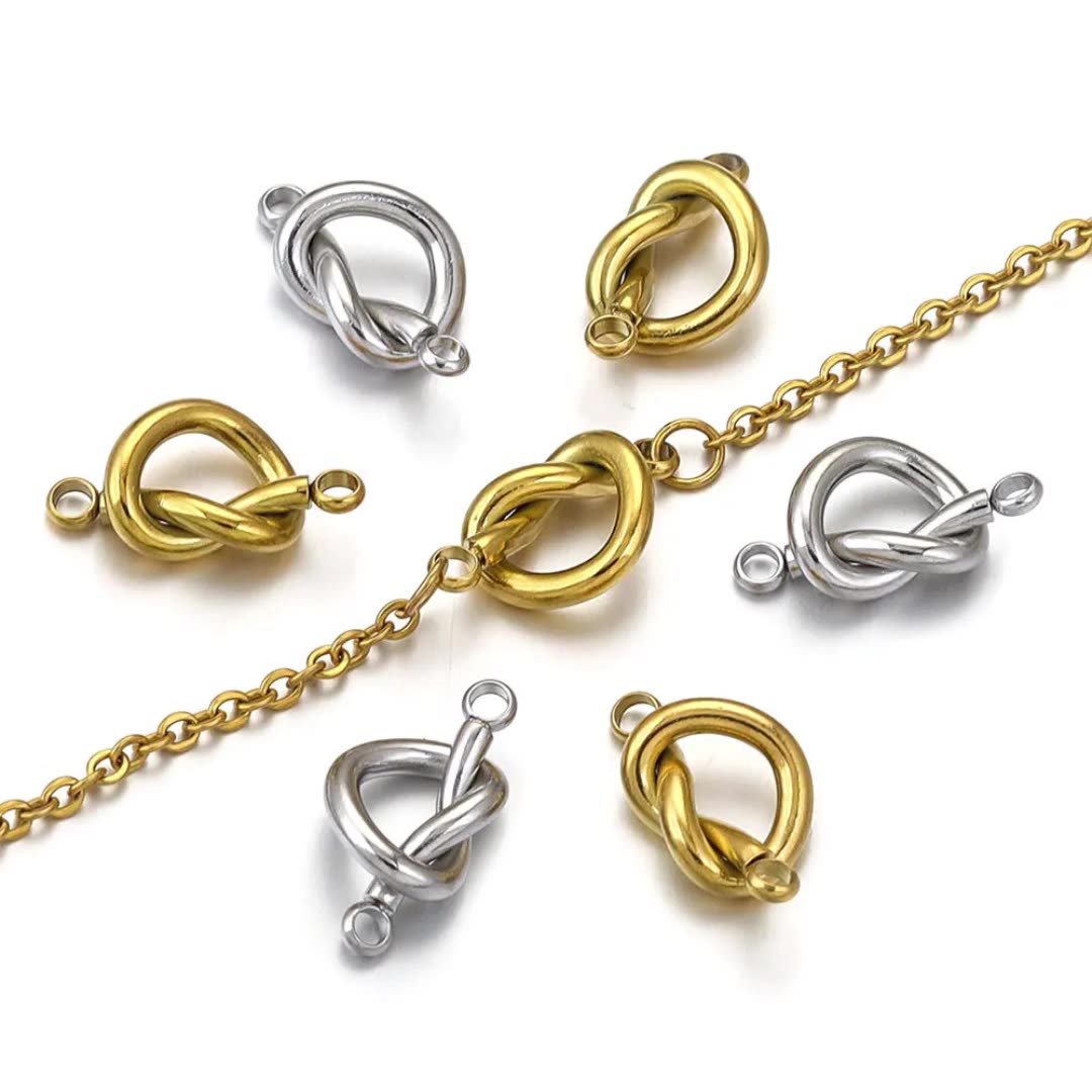 Stainless Steel Double Hole Heart Connector, Cross Cord Pendant Charm, DIY Necklace Earring Jewelry Making Supplies