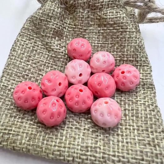4PCS 11x12mm Pink Queen Conch Powder Pressed Strawberry Charms - Shell Embellishments for DIY Jewelry & Crafts