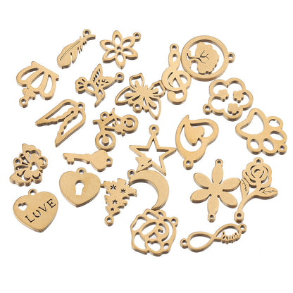 10PCS Stainless Steel Cutout Small Pendants | Moon, Star & Heart Charms, DIY Accessories for Earrings & Bracelets