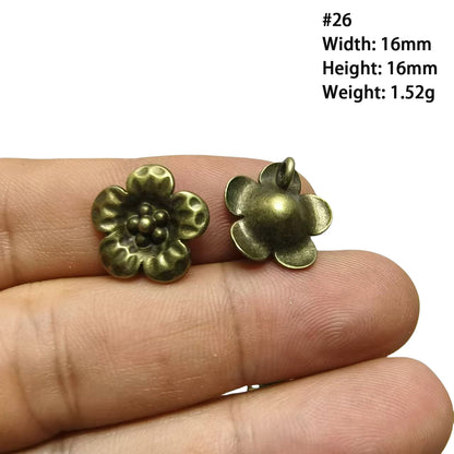 A Series of Charm 2: 10PCS Vintage Antique Bronze Pendants - Flower, Moon, Animal Shapes | DIY Jewelry Making Supplies, Craft Accessories for Necklaces/Bracelets