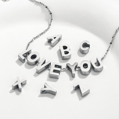 5PCS Stainless Steel 3D Letter Pendants - Minimalist & Stylish for Women's DIY Necklaces | Fashion Jewelry Findings