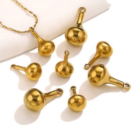 5PCS Stainless Steel Gourd Pendant, Unique Minimalist Charm, DIY Necklace Earring Jewelry Making Accessories