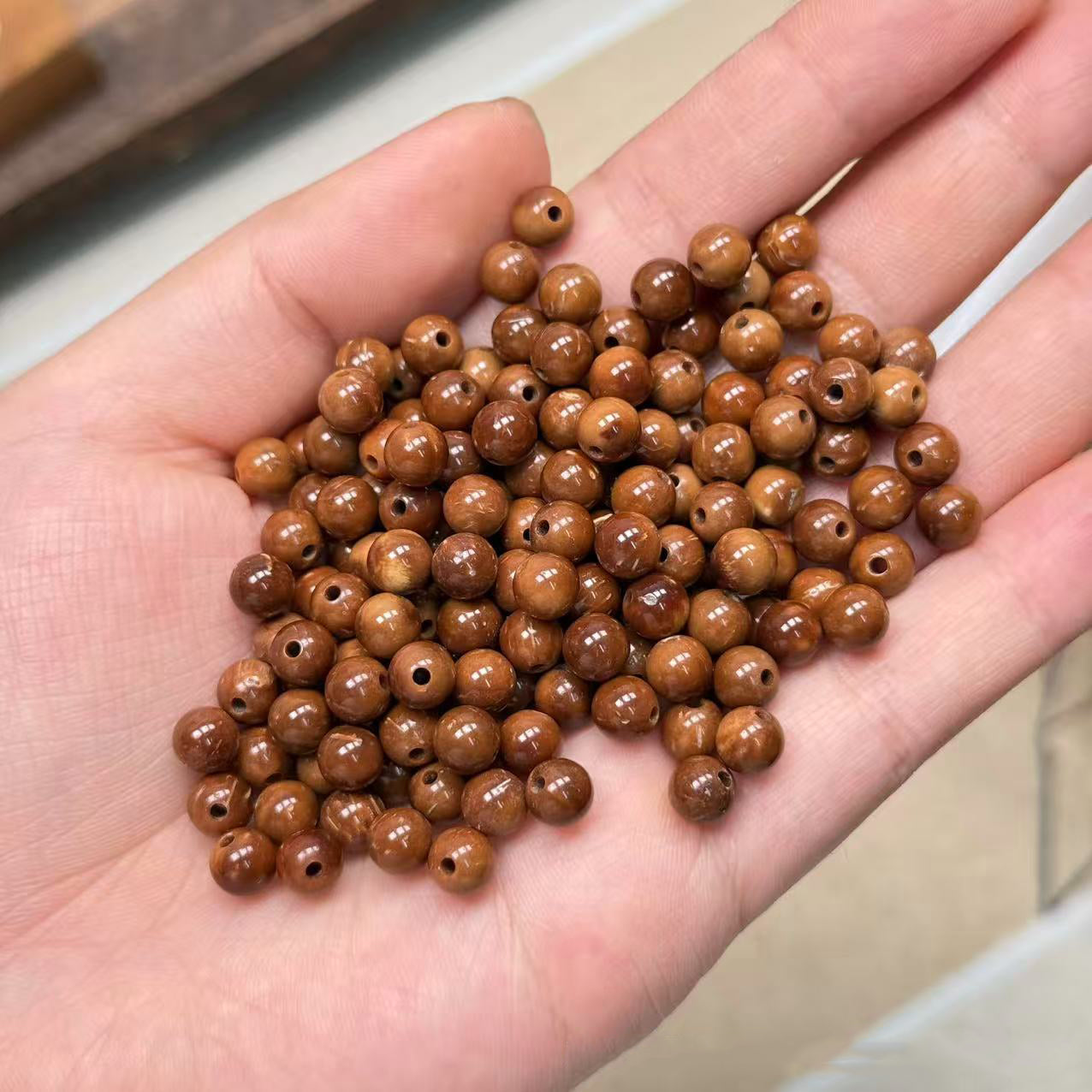 20PCS Genuine Natural Kuka Loose Beads, Smooth Round Wood Beads for Jewelry Making, DIY Bracelet Necklace Craft Supplies