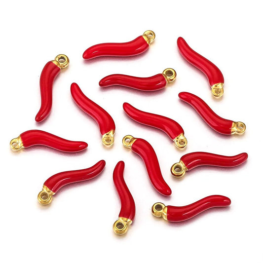 2PCS Stainless Steel Red Chili Pepper Earring Charms -DIY Accessories Supplies