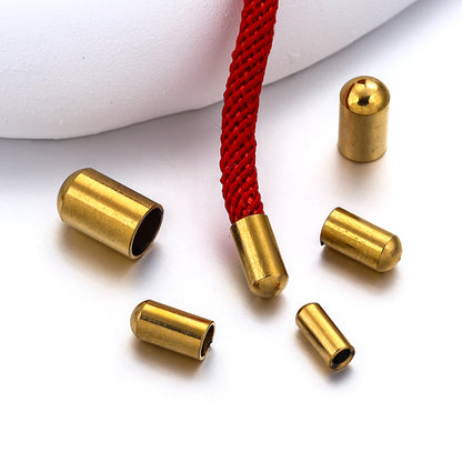 30PCS 18K Gold Plated Stainless Steel End Caps, Cord Ends, Snake Head & Round Head Cord Tips, DIY Bracelet Necklace Leather Jewelry Findings