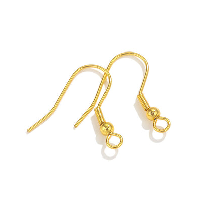 5Pairs Stainless Steel Spring Earrings Hooks with Beads | 18K Real Gold Plated Ear Wires, DIY Accessory for Earring Jewelry Making