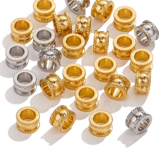 20PCS Stainless Steel Large Hole Beads, DIY Jewelry Making Supplies, Tarnish Resistant Spacer Beads, Fashion Findings for Bracelet Necklace