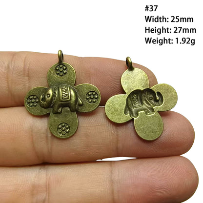 A Series of Charm 2: 10PCS Vintage Antique Bronze Pendants - Flower, Moon, Animal Shapes | DIY Jewelry Making Supplies, Craft Accessories for Necklaces/Bracelets