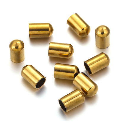 30PCS 18K Gold Plated Stainless Steel End Caps, Cord Ends, Snake Head & Round Head Cord Tips, DIY Bracelet Necklace Leather Jewelry Findings